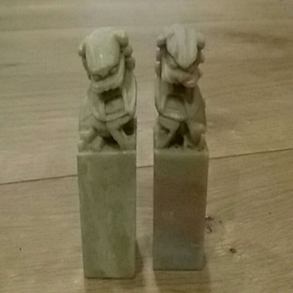 Chinese Temple Lion Stamp Seals Pair